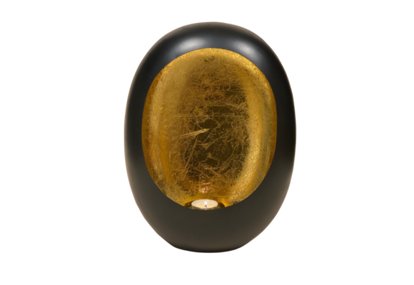 Egg Windlicht Zwart/Goud - Medium
