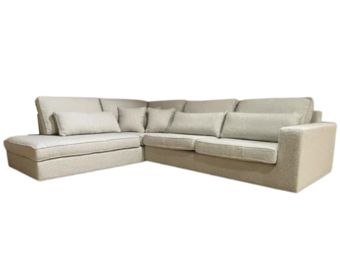 Hoekbank Teddy - Bouclé stof - wit