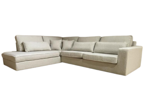 Hoekbank Teddy - Bouclé stof - wit