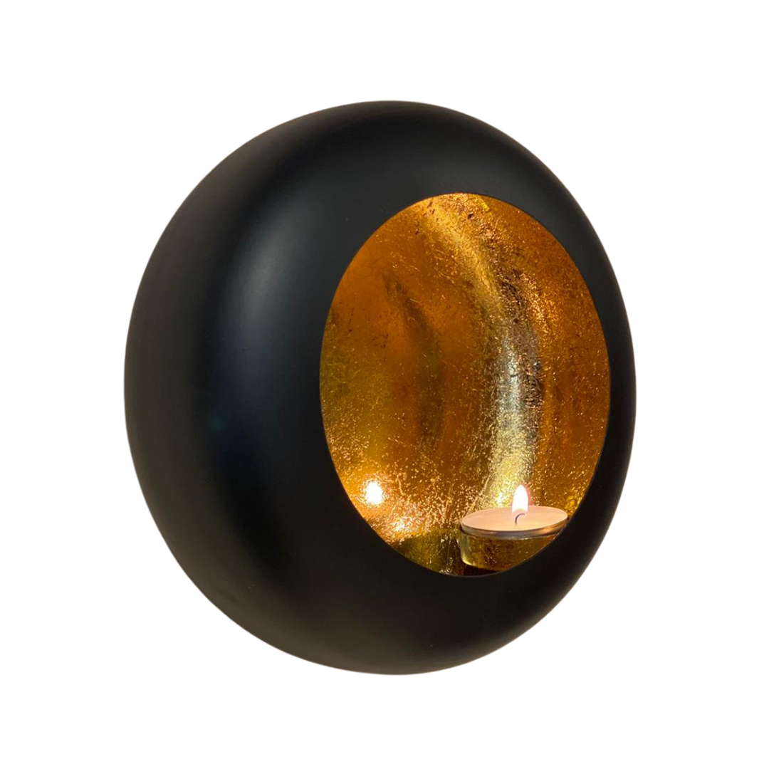 Wandkandelaar Marrakech Zwart/goud - set van 3