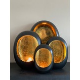 Egg Windlicht Zwart/Goud - Large