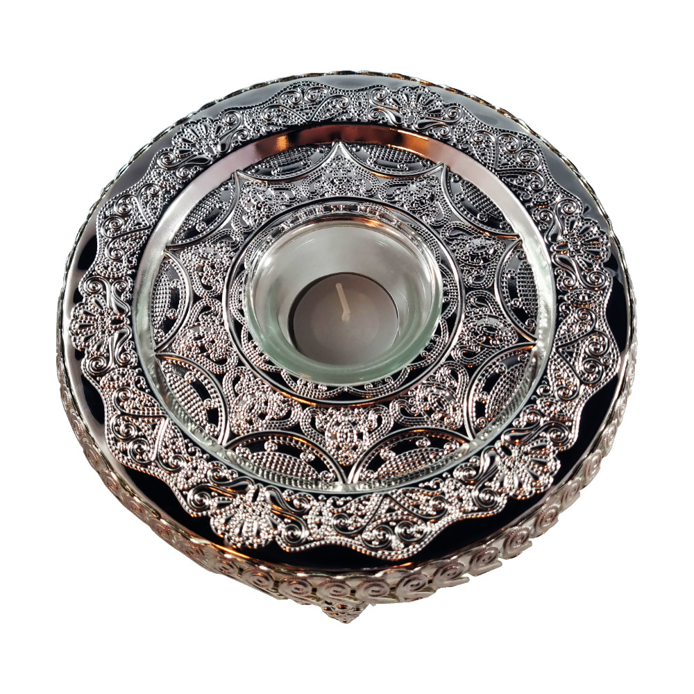 Glazen theepot Asilah met theelichthouder