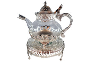 Glazen theepot Asilah met theelichthouder