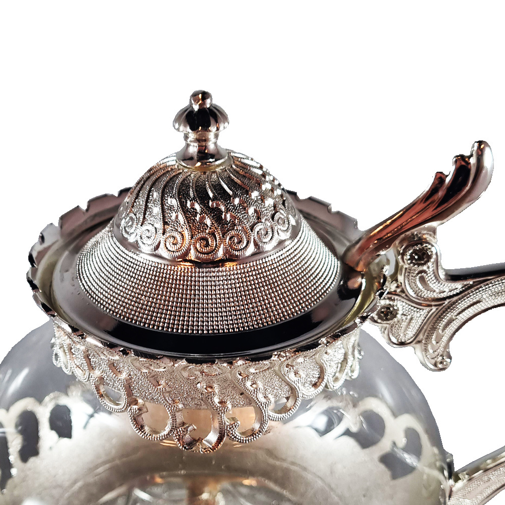 Glazen theepot Asilah met theelichthouder