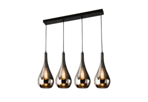 Hanglamp Druppelvormig smoke glas 4 lichts