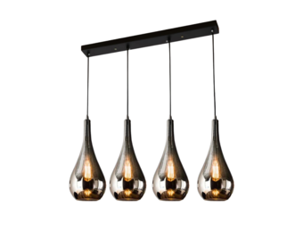 Hanglamp Druppelvormig smoke glas 4 lichts