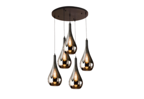 Hanglamp Druppelvormig smoke glas 5 lichts