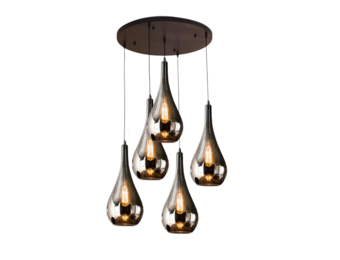 Hanglamp Druppelvormig smoke glas 5 lichts
