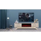 TV-meubel met elektrische sfeerhaard Dublin Sepia / Goud