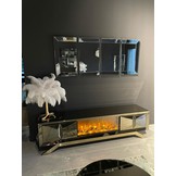 TV-meubel met elektrische sfeerhaard Dublin Sepia / Goud