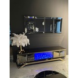 TV-meubel met elektrische sfeerhaard Dublin Sepia / Goud