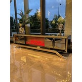 TV-meubel met elektrische sfeerhaard Dublin Sepia / Goud