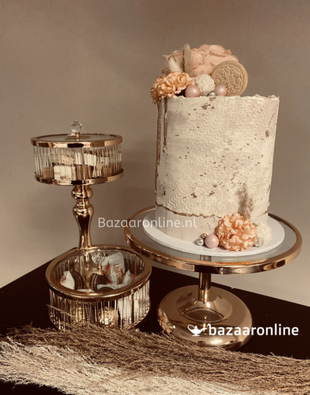 Elegance Taartplateau op voet - groot  - Goud