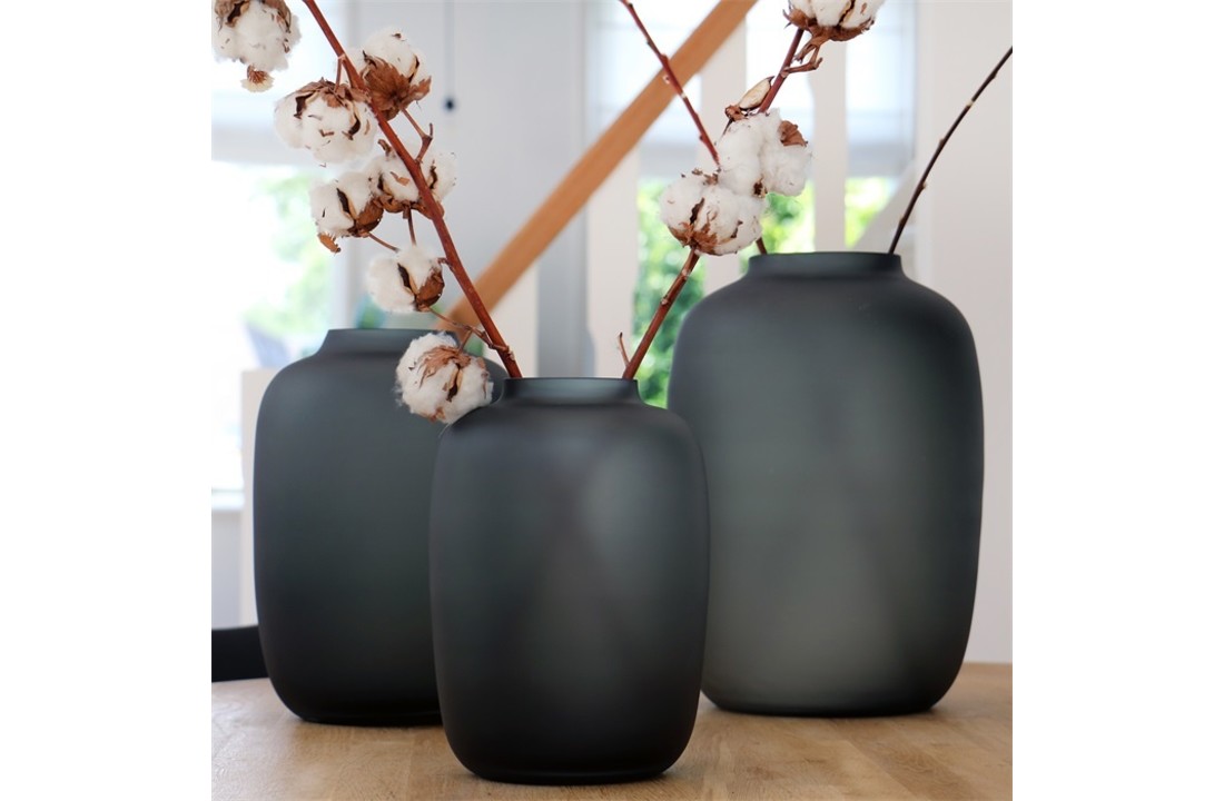 Alicia vaas - M - Satin Grey - Ø25 x H35 cm