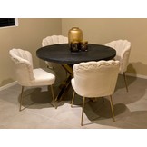 Eettafel Black Bonito Rond 130 cm Goud - visgraat look