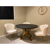 Eettafel Black Bonito Rond 130 cm Goud - visgraat look