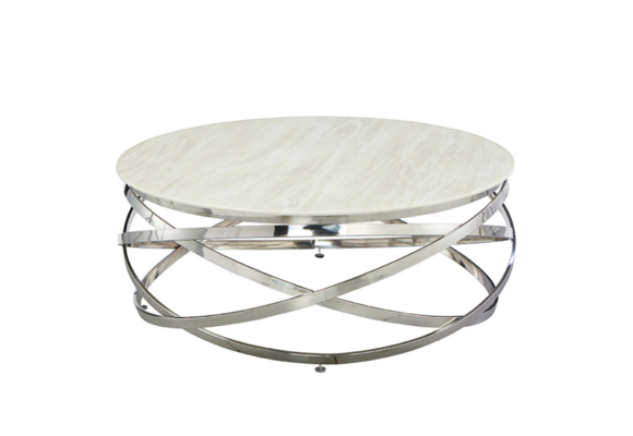 Salontafel Calvin Zilver - wit marmer