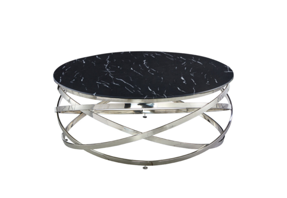 Salontafel Calvin Zilver - zwart marmer