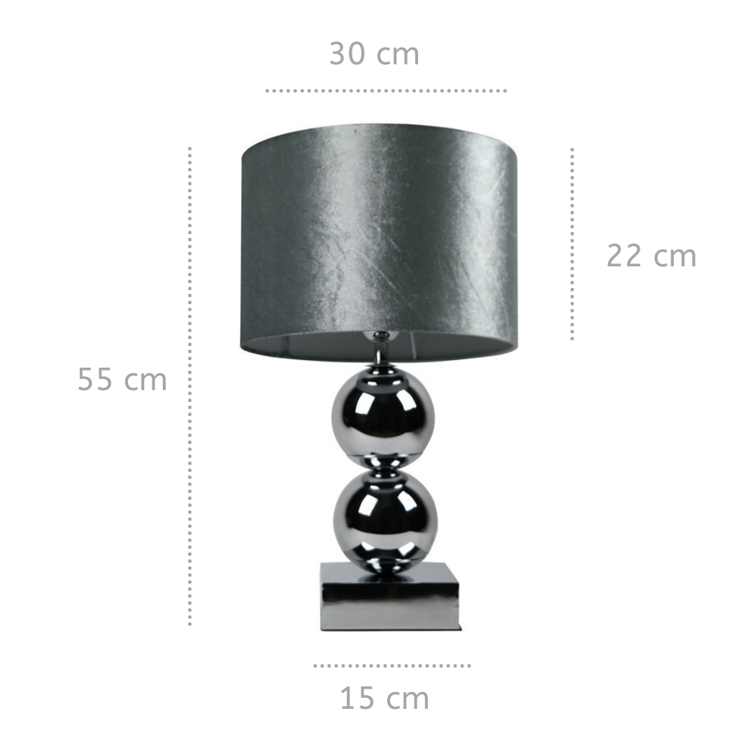 Bollamp - Zilver - Tafellamp - 2 Bollen - Vierkante Voet