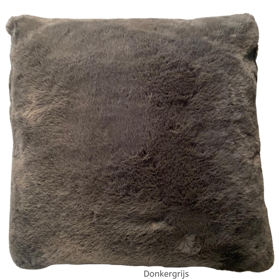 KUSSEN FLUFFY DONKERGRIJS 45x45 CM