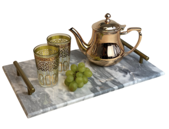 Marmeren dienblad 40 x 25 cm - Wit marmer