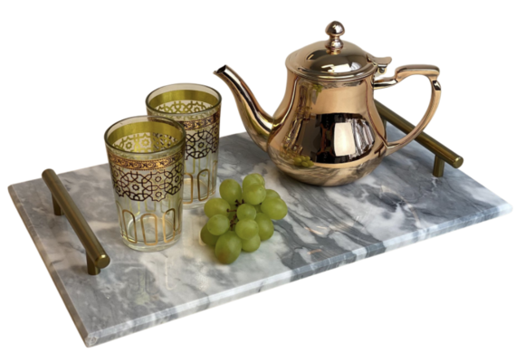 Marmeren dienblad 40 x 25 cm - Wit marmer