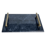 Marmeren dienblad 30 x 20 cm - Zwart marmer