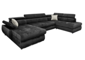 Hoekbank Canapé Antraciet Velvet - met Slaapfunctie