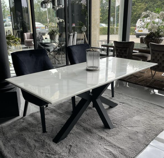 Eettafel Octopus Marmer Wit - Zwart