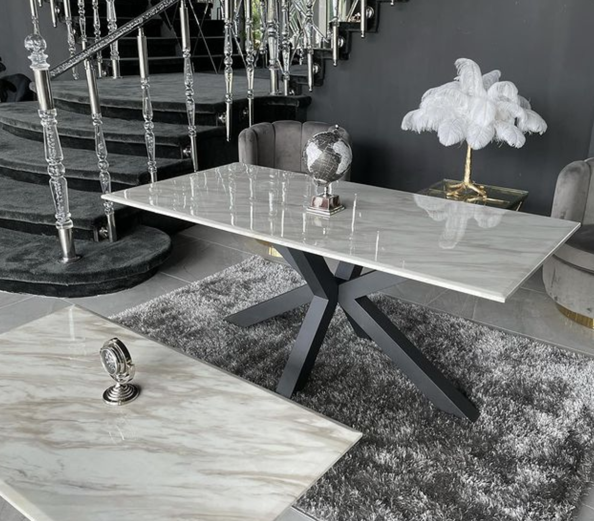 Salontafel Octopus Marmer Wit - Zwart