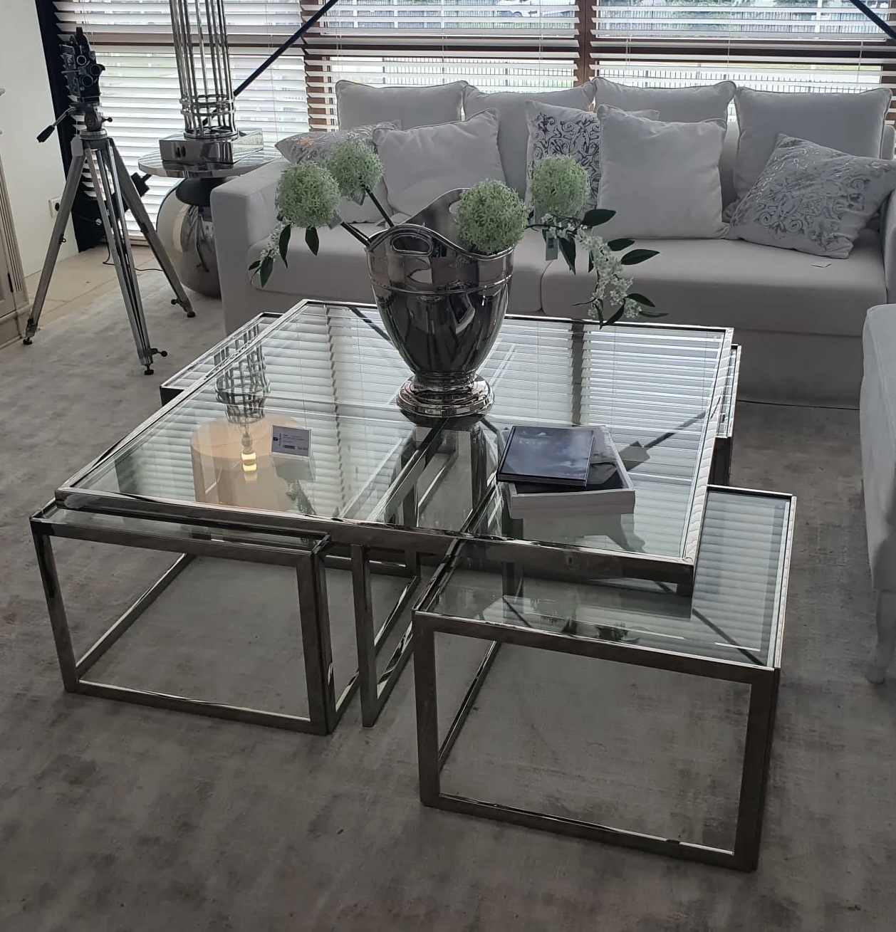 Salontafel 5-delig Casey Zilver Transparant Glas