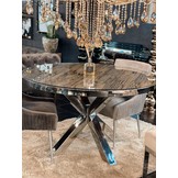 Ronde Eettafel Rixos Zilver Sleeper Wood  Met Zilveren Rand