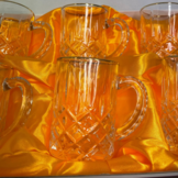 Theeglazen met oortje - gouden rand - set van 6