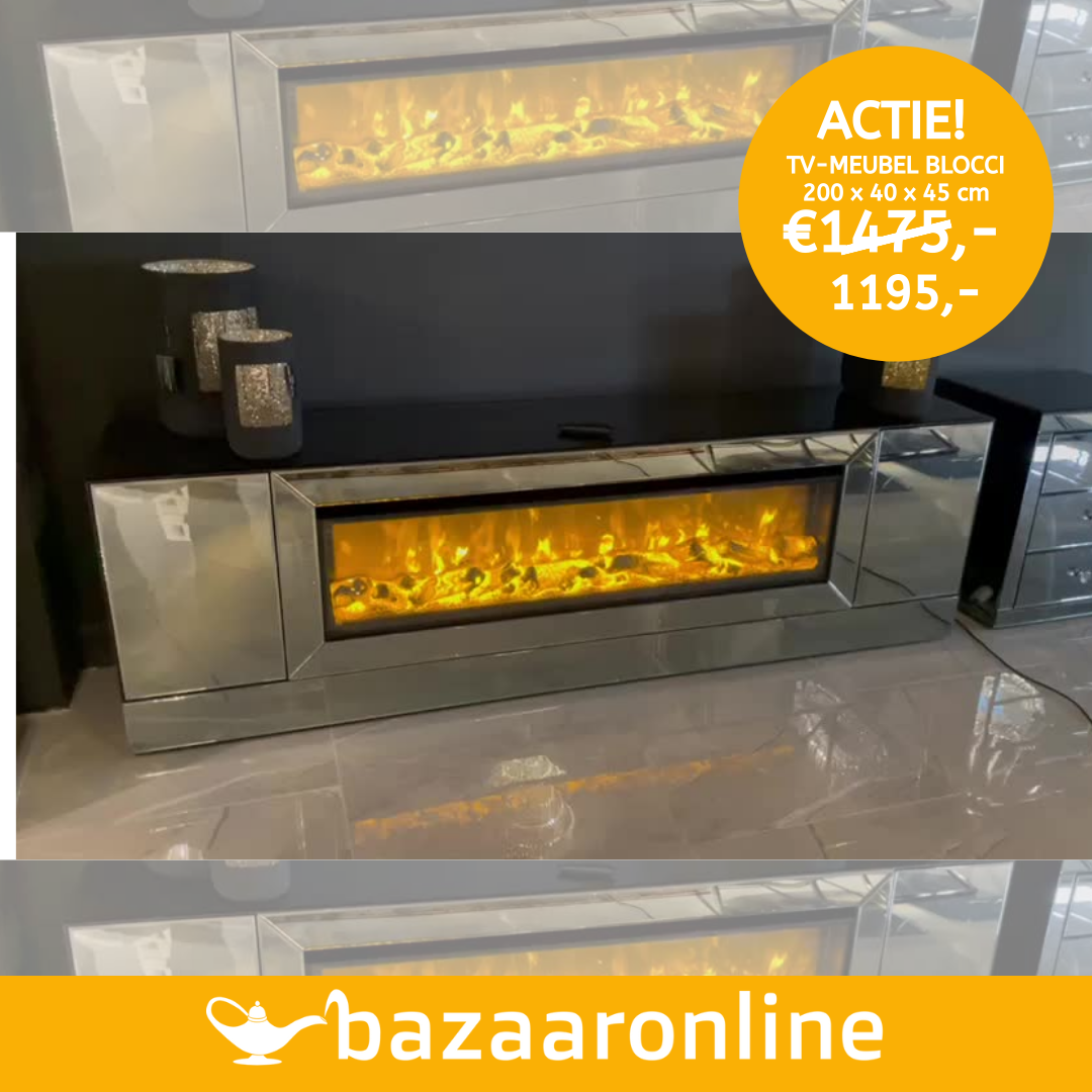 TV-Meubel Mirrored Spiegel Zilver 200 cm