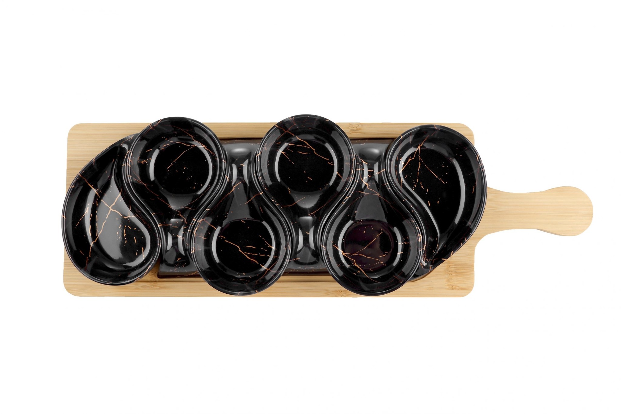 Serveerplank Bamboe Zwart / Goud  -  Marmer design