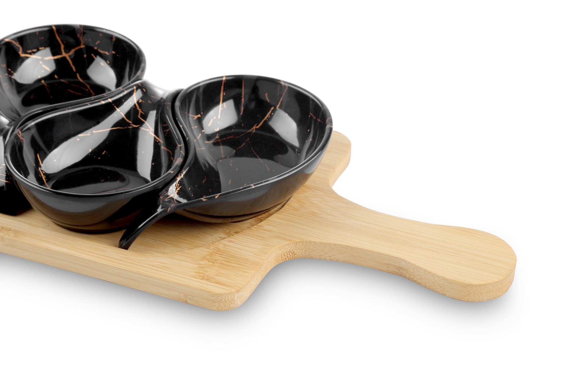 Serveerplank Bamboe Zwart / Goud  -  Marmer design