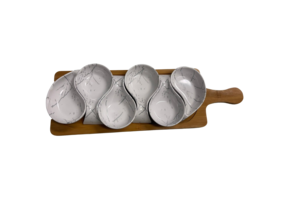 Serveerplank Bamboe Wit / Zilver  -  Marmer design