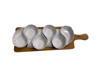 Serveerplank Bamboe Wit / Zilver - Marmer design