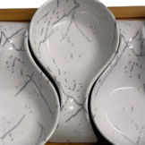 Serveerplank Bamboe Wit / Zilver - Marmer design