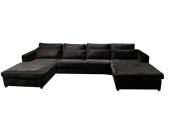 Croco Dubbele Lounge Zwart Velvet