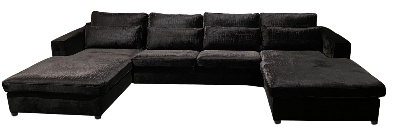 Croco Dubbele Lounge Zwart Velvet