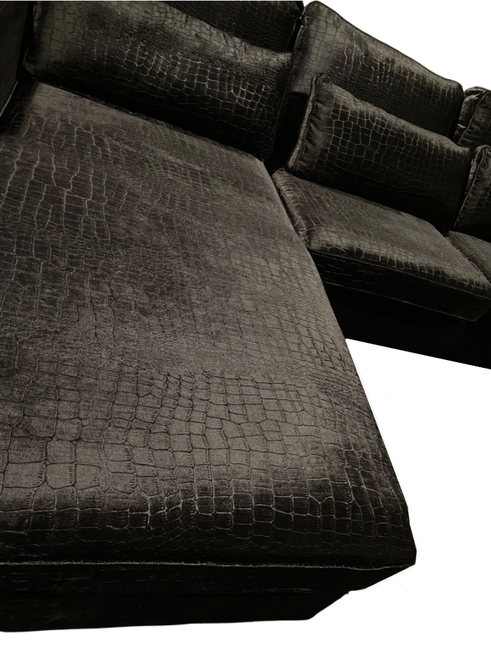 Croco Dubbele Lounge Zwart Velvet