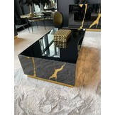 Salontafel Venus Spiegel Glas  - 120 x 70cm - Zwart / Goud