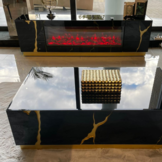 TV-Meubel Venus Spiegel Zwart / Goud incl. sfeerhaard