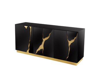 Dressoir Venus Spiegel Glas Zwart / Goud