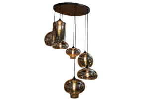 Hanglamp Smoke glas 7 lichts Mix - Rond