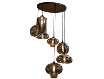 Hanglamp Smoke glas 7 lichts Mix - Rond