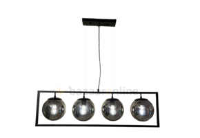 Hanglamp Illusion Smoking glass 4 lichts - Kader - Industrieel