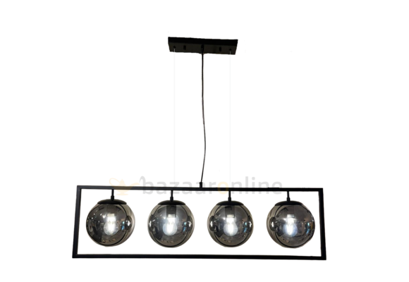 Hanglamp Illusion Smoking glass 4 lichts - Kader - Industrieel