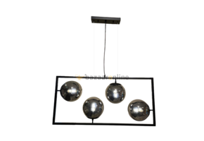 Hanglamp Illusion Smoking glass 4 lichts mix - Kader - Industrieel